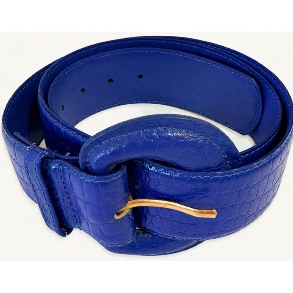 Vintage Dame Belt & Bag Blue Snakeskin Leather Belt M Taiwan